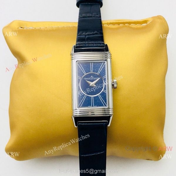 2020 Swiss Replica Jaeger LeCoultre Reverso Duetto Women Watch SS Blue Dial 6
