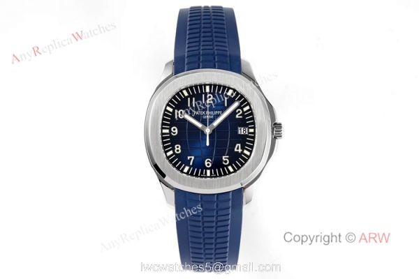 (ZF) Swiss 324 Patek Philippe Aquanaut 5168 Blue Dial Blue Rubber Strap Men Watch Replica 6