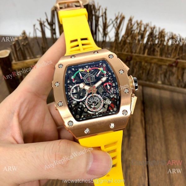 Japan Grade Richard Mille Rose Gold Chronograph Watch 50mm 6