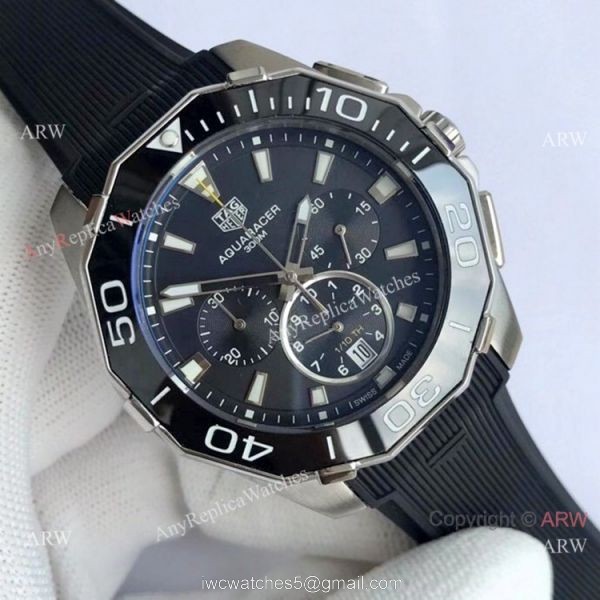 Tag Heuer Aquaracer Chronograph Watches Black Dial Rubber Strap 6