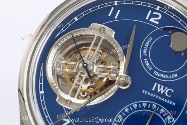 New! Swiss Replica IWC Portugieser Constant Force Tourbillon Watch Blue Dial 6