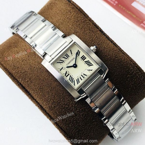 Super Clone Cartier Tank 2301 CC708177 Watch Cream Dial Lady Size 6