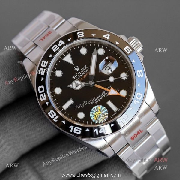 Hot Sale Rolex Explorer ii Ceramic Bezel Black Face Swiss 2836 GMT Watch Replica 6