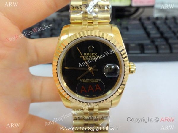 New Copy Rolex Datejust Onyx Dial Yellow Gold Jubilee Watch 36mm 6