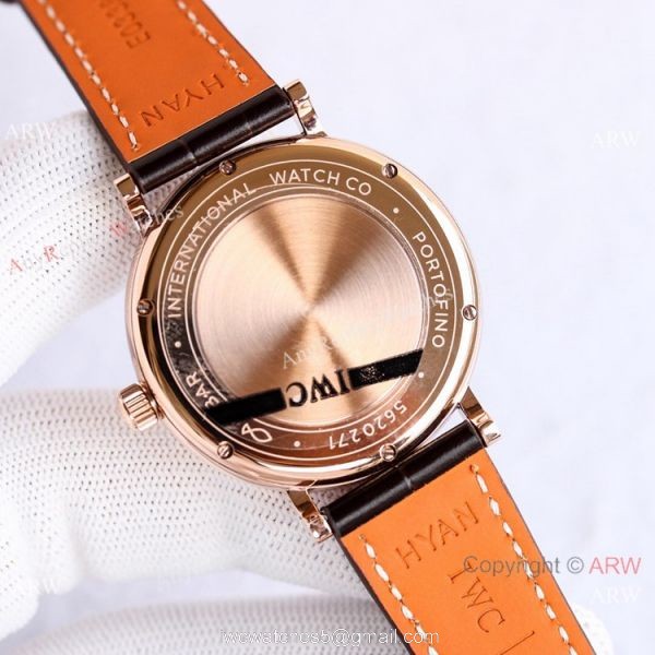 Swiss Replica IWC Portofino 37mm Lady Watch Silver Dial Rose Gold 6
