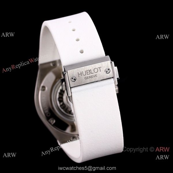 New Style Replica Hublot Sang Bleu Watches White Rubber Strap 45mm 6