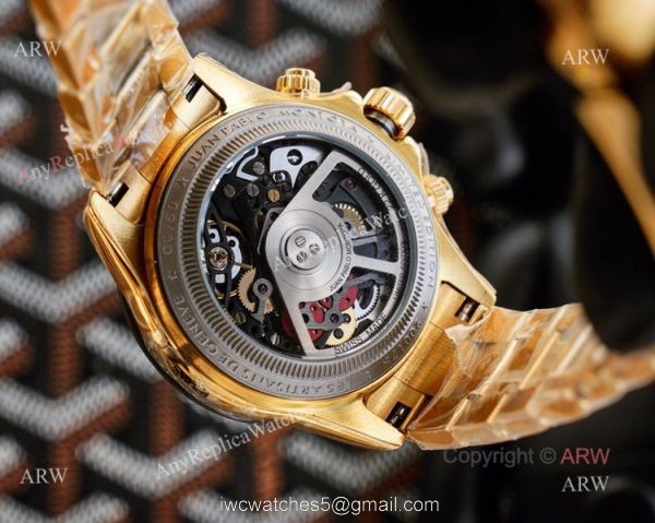 Best Replica Rolex Daytona Skeleton Montoya Yellow Gold Swiss 4130 Carbon Watch 6