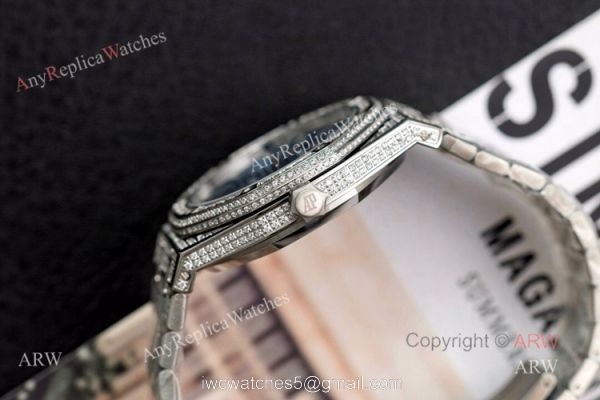 Iced Out Audemars Piguet 15400 Blue Dial Swiss 3120 Replica Watches 41mm 6