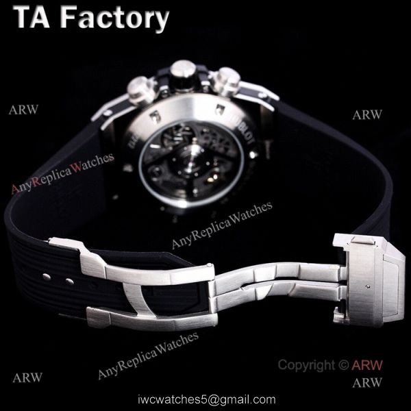 Hublot Big Bang Steel Diamonds Black Rubber Strap Replica Watches 6