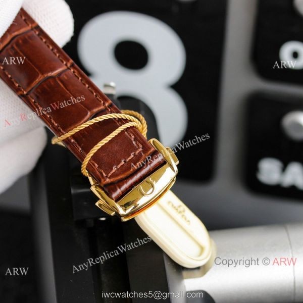 Copy Omega De Ville Prestige Watches Gold and Brown Automatic 6