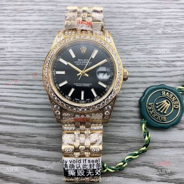 Copy Gold 41mm Datejust Rolex Iced Out Diamond Watches Swiss 3255 Jubilee Bracelet 6