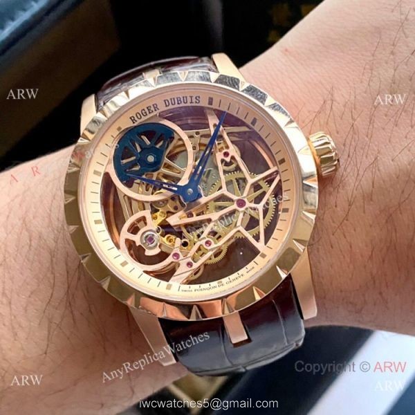 New Copy Roger Dubuis Excalibur 46mm Rose Gold Hollow Watch 6