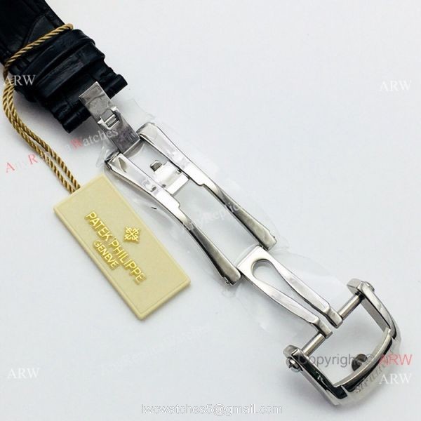PFF Factory Patek Philippe New Onyx Face Leather Strap Watch Swiss Model 6