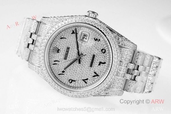 TW Factory Rolex Datejust Iced Out Watches 41mm Diamonds Silver Case 6