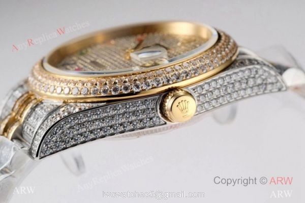 TW Factory Swiss Grade Rolex Datejust 41 Watches 2-Tone Iced Out Case 6