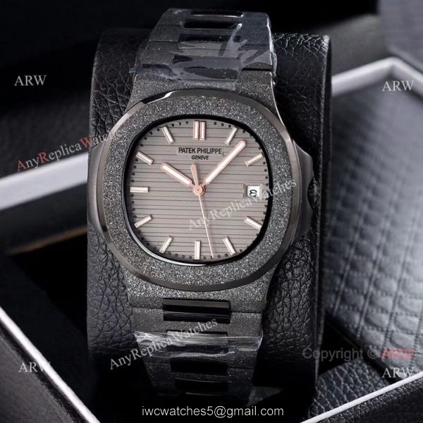 Best Replica Patek Philippe Nautilus Frosted Watch Solid Black 40mm 6