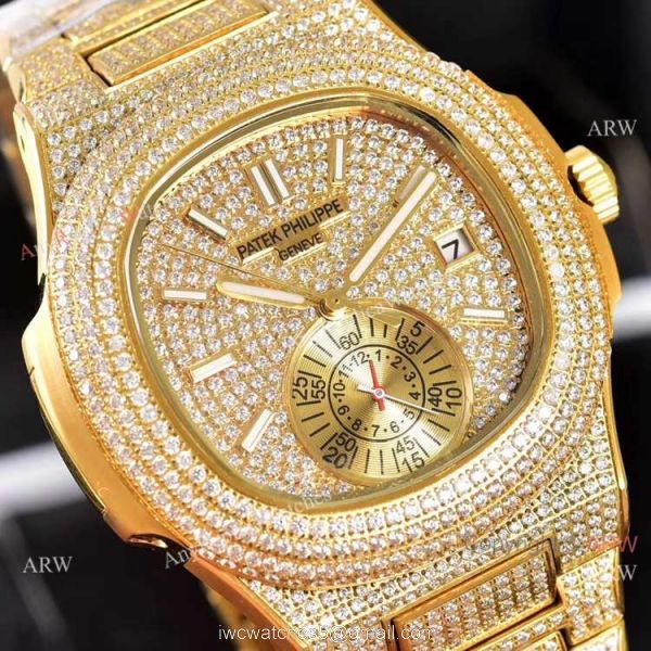Luxury Replica Patek Philippe Nautilus Iced Out Watches Automatic 6