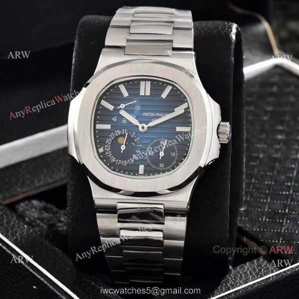 Patek Philippe Nautilus Power Reserve Watches Red Dial Stainless Steel 6