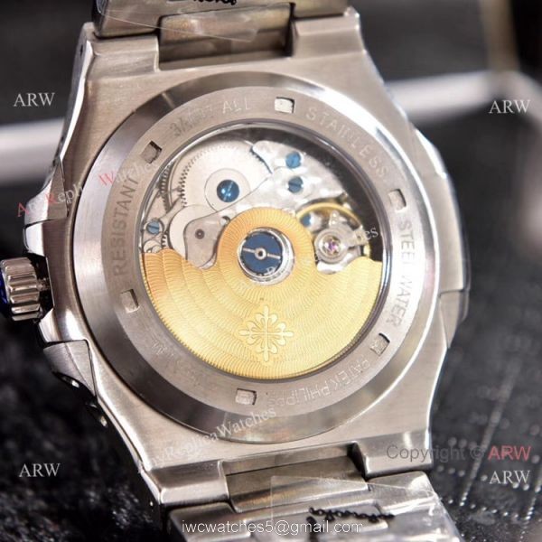 Copy Patek Philippe Nautilus Annual Calendar Watches Silver Dial Engraving Case 6