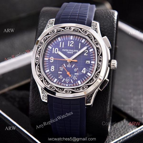 Copy Patek Philippe Aquanaut Engraving Watch Green Rubber Strap 6