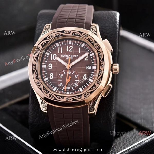Copy Patek Philippe Aquanaut VK Chronograph Watches Rose Gold Engraving 6