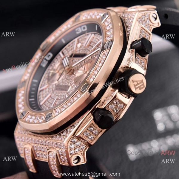 Audemars Piguet Royal Oak Offshore Diver Iced Out Watches Rubber Strap 6
