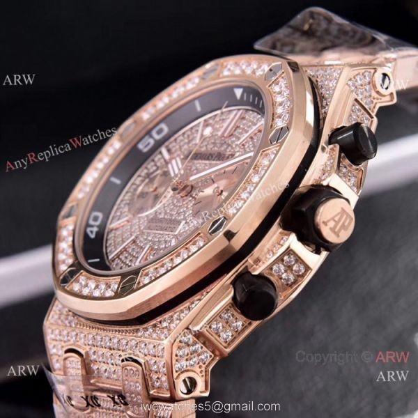 Copy Audemars Piguet Royal Oak Offshore Diver Iced Out Diamond Watches 43mm 6