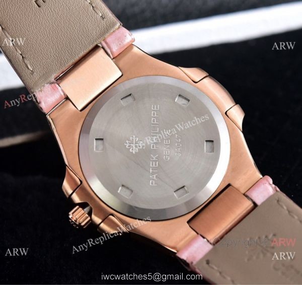 Copy Patek Philippe Nautilus Quartz Watches Rose Gold Women Size 6