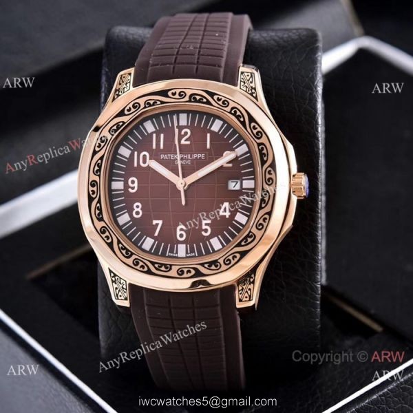 Clone Patek Philippe Aquanaut Rose Gold Engraving Watches Vintage Model 6
