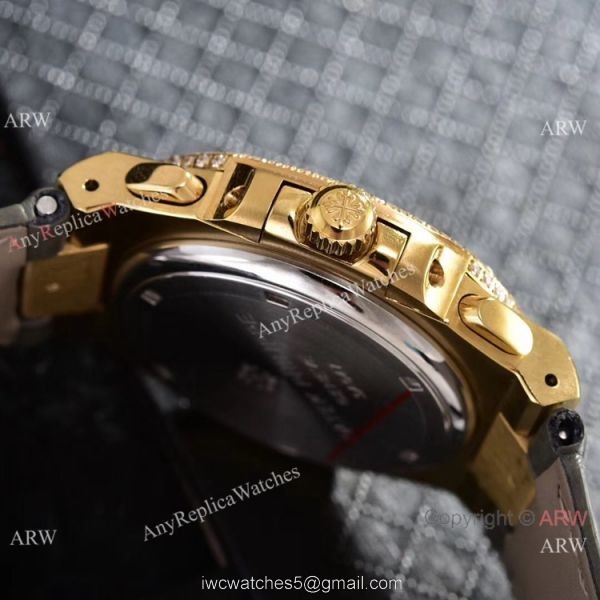 Japan Grade Patek Philippe Nautilus Diamonds Watches Yellow Gold Gray Gradient Dial 6