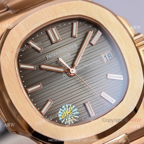 Swiss Copy Patek Philippe Nautilus PPF Factory Cal324 Watch Gray Gradient Dial Rose Gold 6