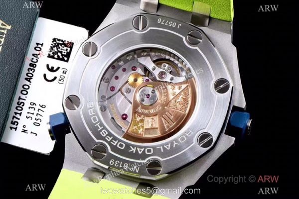 JF Factory V8 1:1 Best Audemars Piguet Divers Watch Green Rubber Strap 6