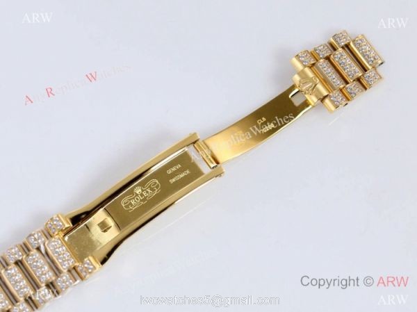 Replica Rolex New Oyster Perpetual Pearlmaster 39 Yellow Gold Watch Full Diamonds 6