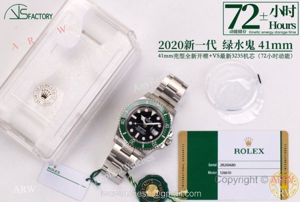 Swiss Grade 1 Rolex Green Submariner 1:1 VS 3235 New 41mm Watch 72 Power Reserve 6