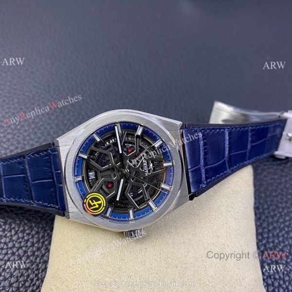 LF Factory Zenith Defy classic Skeleton Watch Blue Gummy Strap 6