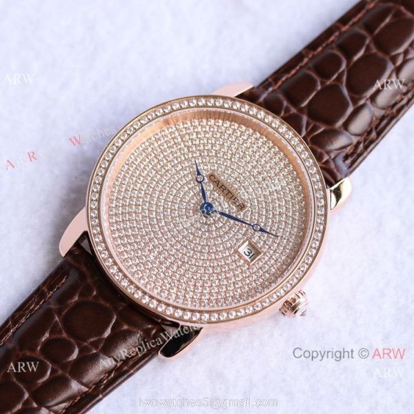 TW Factory Swiss Grade Cartier Ronde Solo de Rose Gold Diamond Watch 42mm 6
