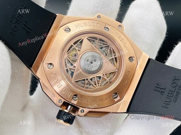 Replica Hublot Big Bang Watch Hublot Sang Bleu 45mm Rose Gold Blue Rubber Straps 6