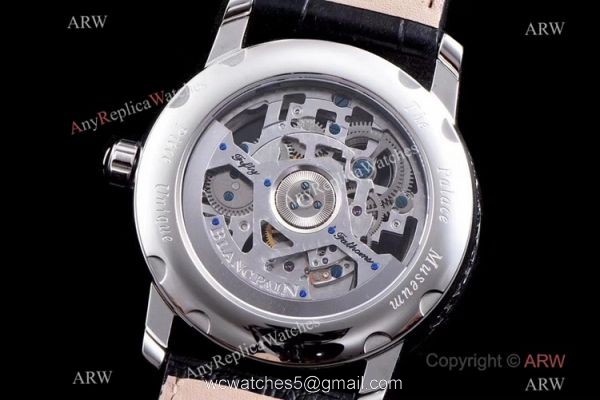 Super Clone Blancpain Fantasy Swiss Tourbillon Watch 43mm Black Leather Strap 6