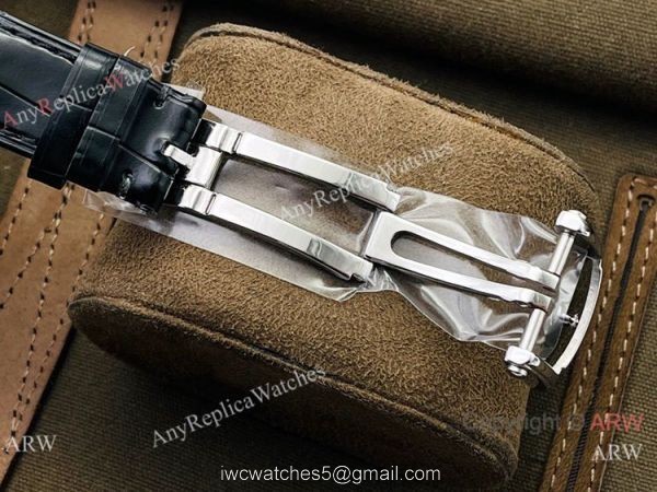 (PF Factory) Swiss Replica Patek Philippe Nautilus Moonphase Watch Black Dial Black Leather Strap 6