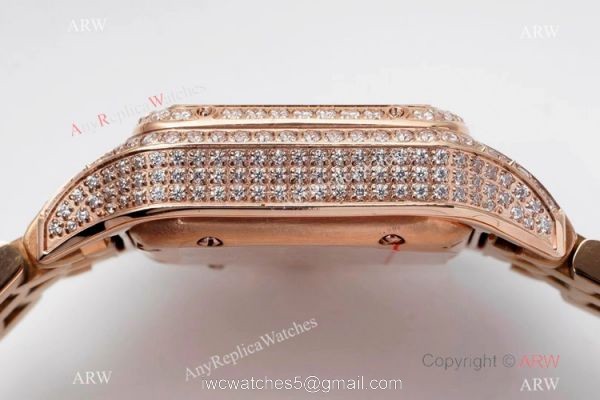 AC Factory Swiss Copy Panthere De Cartier Watch 27mm Rose Gold Full Diamonds 6