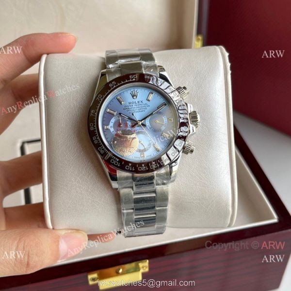 New Style Rolex Daytona Ice Blue Diamond Markers Watch 40mm 6