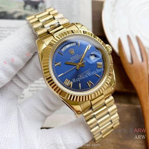 Copy Rolex DayDate Watches Yellow Gold President Gray Dial 40mm 6