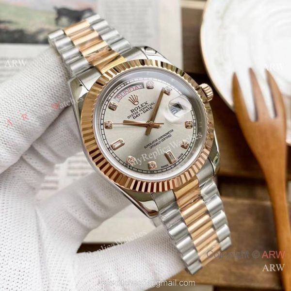 Replica Rolex Day Date 40mm Watches Two Tone Rose Gold New Dial 6