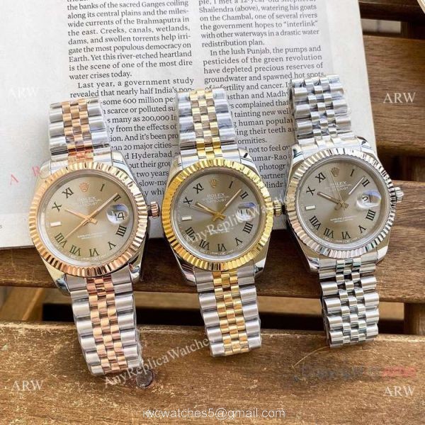 Best Replica Rolex Oyster Perpetual Datejust 40mm Watches Rose Gold Green Roman Marker 6