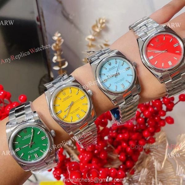 Rolex Oyster Perpetual 36mm Watch Yellow Dial Quartz Movement 6