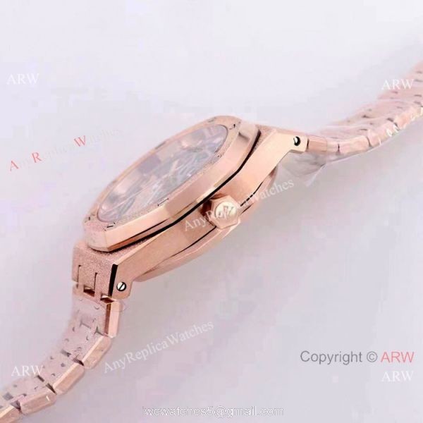 New Copy Audemars Piguet Royal Oak Lady Watches Frosted Gold Skeleton Face 37mm 6