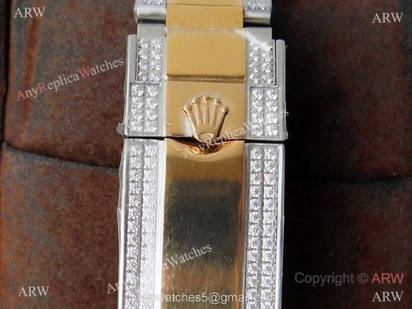 (ROF) AAA Replica Rolex Submariner Custom Luxury Watch Two Tone Royal blue Dial with Diamonds 6