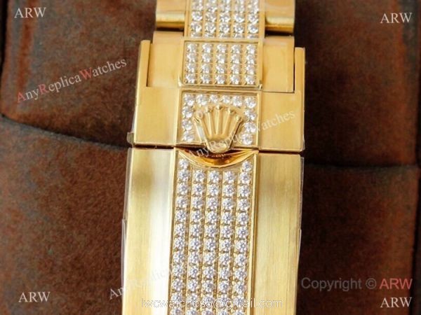 (ROF) Swiss Copy Rolex GMT-Master II Custom Luxury Watch Bright Green Dial Center Diamond Band 6