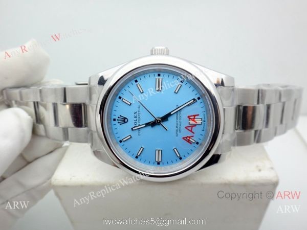 New Rolex Oyster Perpetual 36mm Watch Stainless Steel Turquoise Blue Dial 6