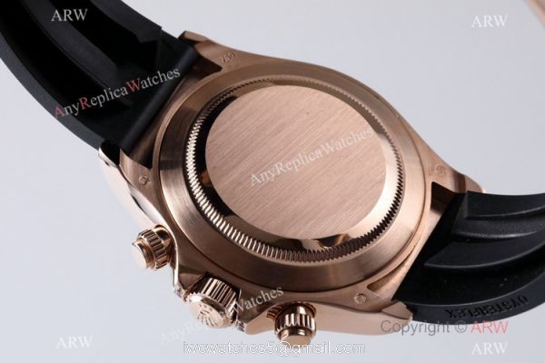 BL Factory Swiss Replica Rolex Daytona Cal.4130 Rose Gold Rainbow Oysterflex Rubber Strap 6